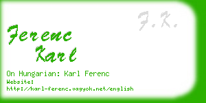 ferenc karl business card